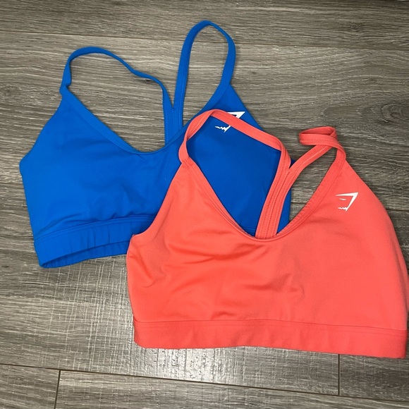 2 Gymshark Blue & Blue V Neck Sports Bras XS - Picture 1 of 4